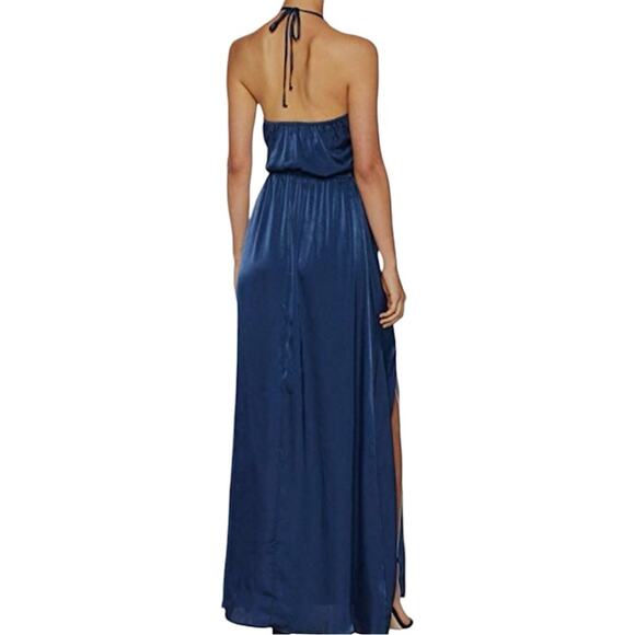 NWT Show Me Your MuMu Heather Halter Maxi Dress in Navy Sheen Size Small - Picture 4 of 6